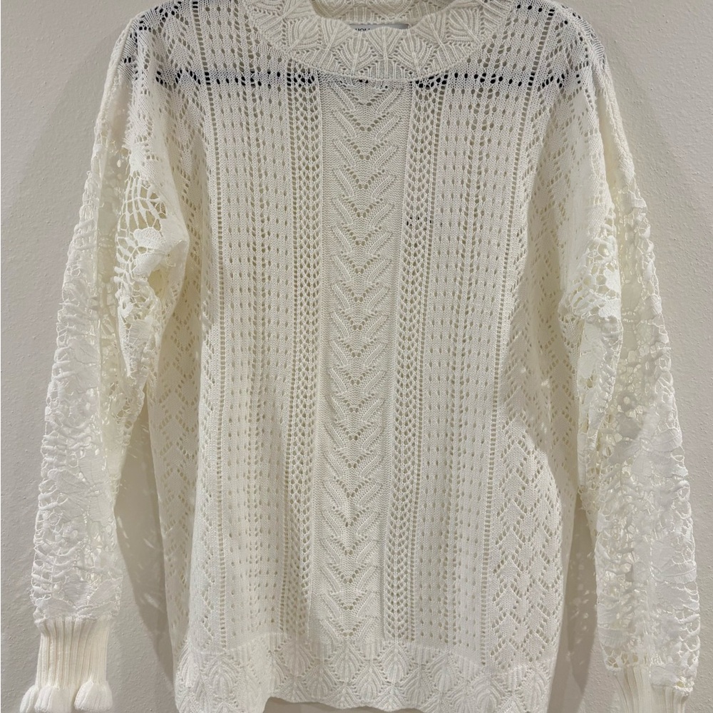Elegant White Lace Knit Sweater